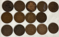 14 1906-1908 Large Canadian 1 Cent King Edward VII Pennies