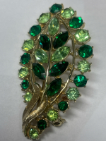 Vintage Uranium Emerald and Light green Brooch