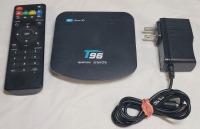 T96 4K Ultra HD Android TV Media Player with Remote . Tested Powers Up , Not Tested Beyond Power Up