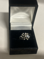 Stamped 14K white Gold Fireworks Diamond Ring