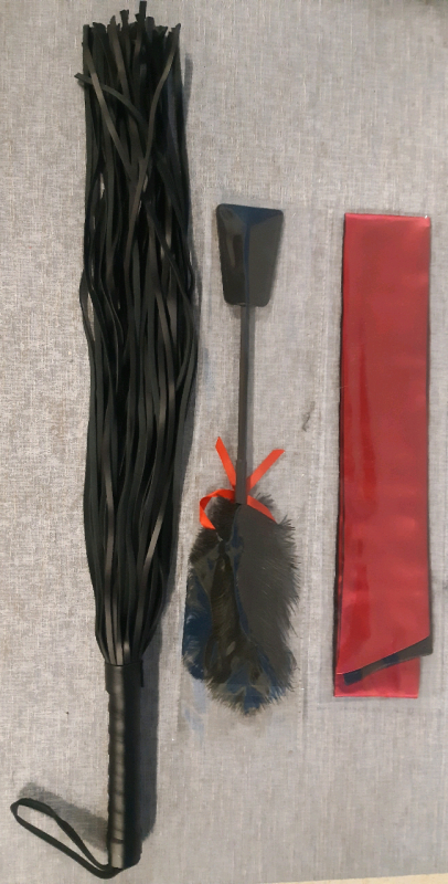 New Adult Light BDSM 3 Pcs Leather Crop set With Crop Whip & Blindfold