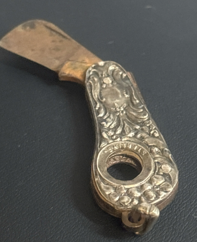 Sterling Silver Cigar Cutter Flower Design Antique Stamped