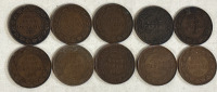 10 1911-1920 Large Canadian 1 Cent King George Pennies 1 For Each Year