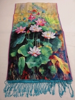 Beautiful Silk Floral Print Scraf - Water Lilies