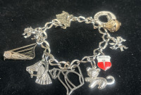 Sterling Silver Vintage Charm Bracelet All Charms stamped