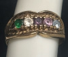 10KT Yellow Gold Band Ring Multi Gem 5 Stones - 3