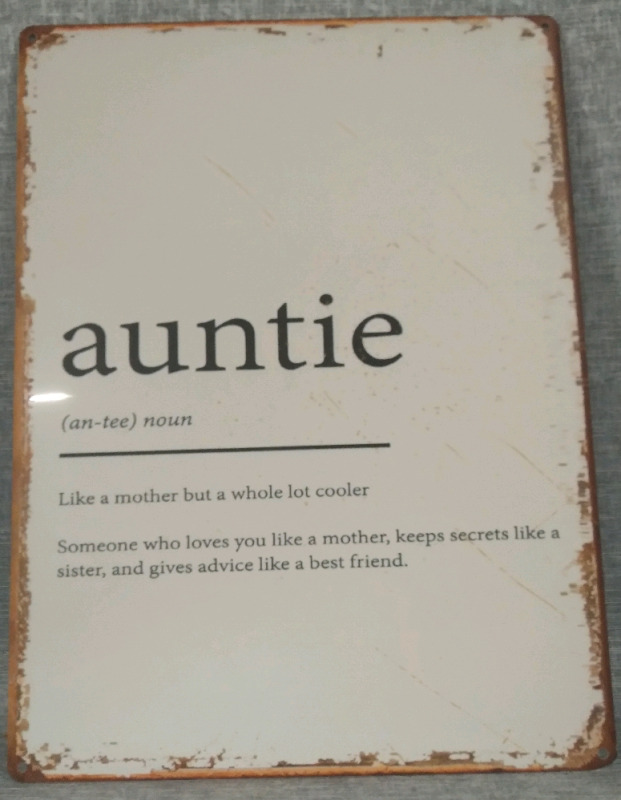 New Auntie Metal Tin Sign 12" x 16"