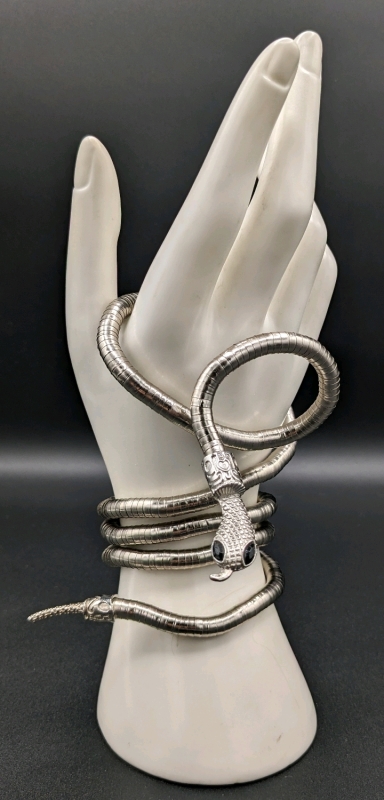 So Cool! Fantastic Silver Tone Wrap-Around Rattlesnake "Memory" Bracelet / Necklace | 35.5" Long