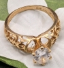 Lovely Stamped 14K Gold D.R.L. Ring Size 7 with Large Prong-Set Faceted Cubic Zirconia Stone