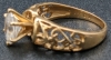 Lovely Stamped 14K Gold D.R.L. Ring Size 7 with Large Prong-Set Faceted Cubic Zirconia Stone - 6