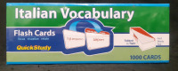New Quick Study Italian Vocabulary Flash Cards ( 1000 Total ) * Sealed *