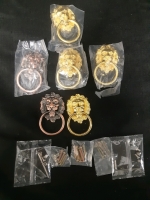 New 6 Pcs Lion Head Cupboard / Drawer Handles 2 Black and Copper & 4 Golden ( All 6 Are 3" Long )