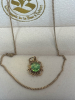 10KT Yellow Gold 20 Inch Chain Pendant Green Stone