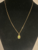 10KT Yellow Gold 20 Inch Chain Pendant Green Stone - 5