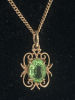 10KT Yellow Gold 20 Inch Chain Pendant Green Stone - 6