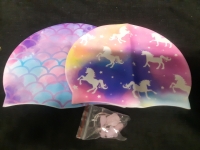 2 New Silicone Swimming Caps For Keeping Hair Dry With One Set of Nose And Ear Plugs