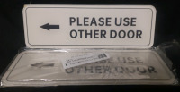 2 New " Please Use Other Door " Sticker Wall Signs ( 9" x 3" )