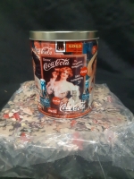 New Vintage Coca-Cola Tin Can 6" Tall With Puzzle Inside ( Pcs & Style Unknown )