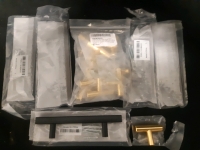 15 New Handles For Drawers / Cupboards 10 Metal Gold Colored Handles ( 2" Long ) & 5 Black Handles ( 6" Long )