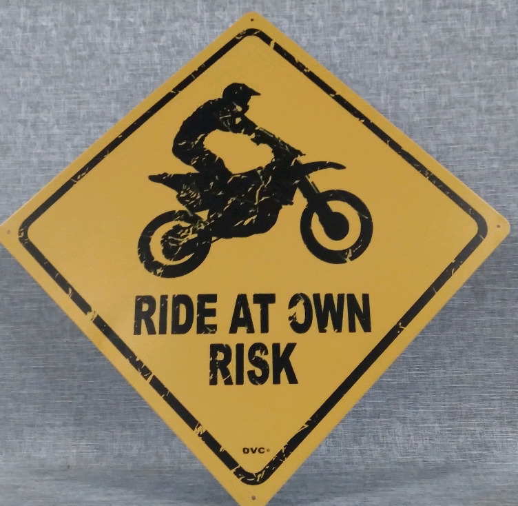 New Dirt bike Safety Metal Tin Sign 12x12"