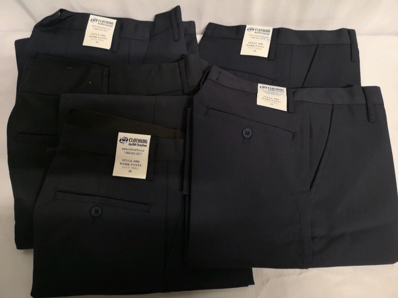 5 New MD Charlton sz 30 Waist & 36" Length Men's Navy Twill Pants *Pants fit Small*