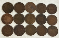 15 1918 Large Canadian 1 Cent King George Pennies