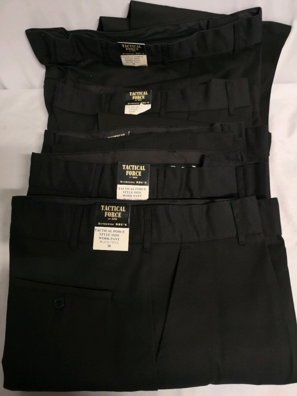 5 New APG sz 38 Waist & 36" Length Men's Tactical Force Black Twill Pants *Pants fit Small*