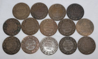 1918 Canadian King George V Large One Cent Pennies in Various Condition . 14 Coins