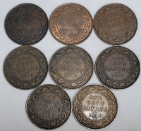 1914 Canadian King George V Large One Cent Pennies in Various Condition , Eight (8) Coins