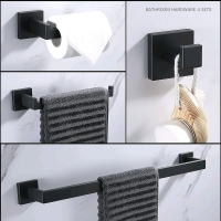 New KIRLYSTONE 4-Piece Matte Black Bathroom Hardware Set