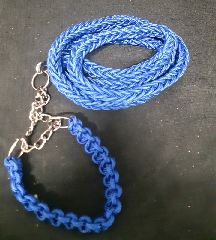 New 4Ft Long Large Dog Breed Braided Dog Leash & Choke Collar