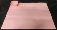 New Kids Pink Silicone Arts & Crafts Mat With Small Collapsible Bowl ( 16" x 20" )
