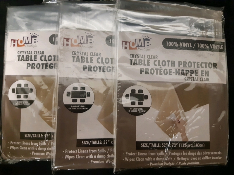 3 New | Home Boutique Crystal Clear 100% Vinyl Table Cloth Protector ( 52" x 72" )