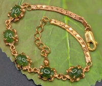 Gorgeous Gold Tone 925 Sterling Silver Bracelet with Light Green, Possibly Peridot Stones | 7.5" Long