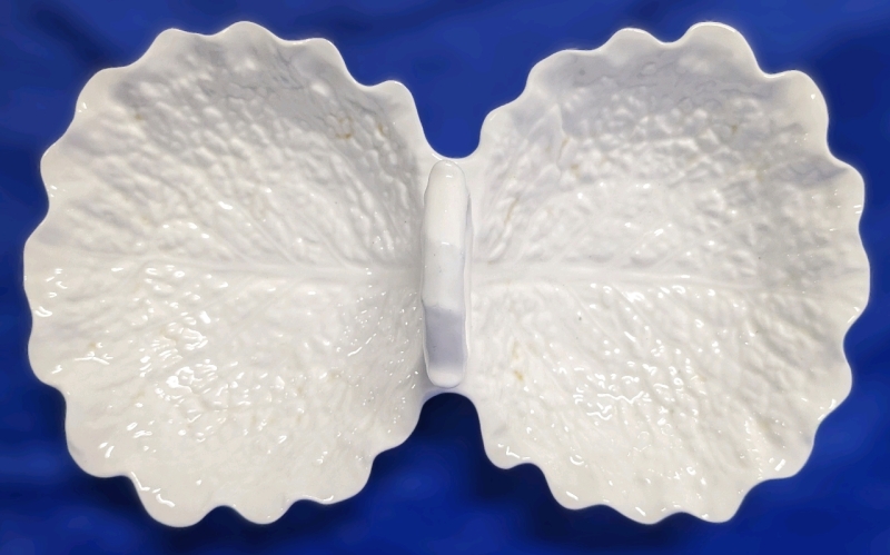 Vintage SPODE England Bone China Cabbage Leaf Dual Handled Dish | 9" x 5" x 2 5" Tall