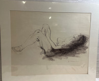 Original Signed Bret Kloezeman Nude Woman Drawing 32&rdquo; x 27&rdquo; With Bio On Back Shrink Wrapped