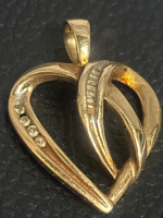 10K Vintage Entwined Two Hearts Pendant Diamonds