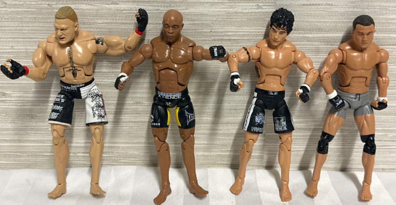 4 2009 Zuffa UFC 7” Figures Brock Lesner Anderson Silva and More Pre-owned