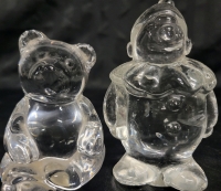 Bear Paperweight Princess House 24% Lead Crystal 9x6x7cm & Clear Clown Paperweight, No Stamp Or Sticker, 11x7x5cm