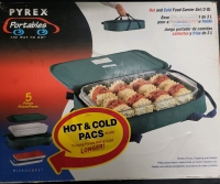Vintage Pyrex Portables Dish With Lid And Hot/Cold Packs - Bag Is 41x27x10cm Dish Is 38.5x24x6cm Pre Owned Condition "Please See Images, Bag Needs Cleaning*