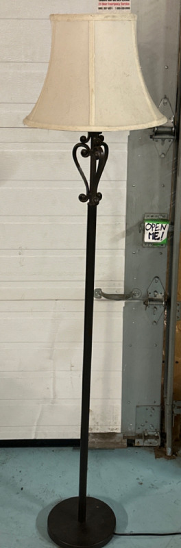 Dark Brown 62” Floor Lamp Metal With Small White Shade