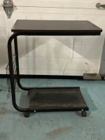 Portable Laptop Desk Coffee Table Kitchen Food Holder Living Room Trolley C Style Desk Stand (Black) 23” Tall 21” Wide On Wheels Pre-owned