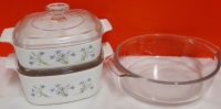 Vintage Glass 8.25" Baking Dish 2 Pieces of Blue Dusk Corningware Largest 6.75" X 6.75" X 3"