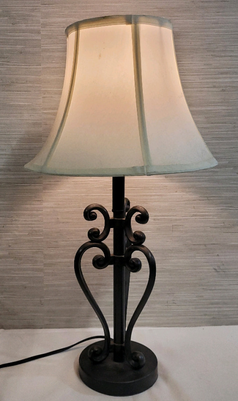 Home Decor Table Lamp with Bulb , Measures 25" Tall . Tested Working , Pre-owned