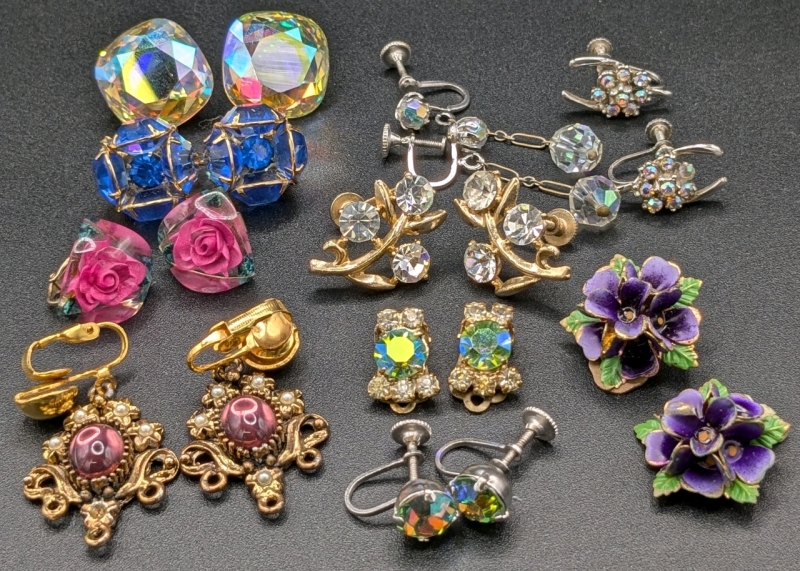 10 Vintage Pairs of Earrings |Screw-Back and Clip-Ons