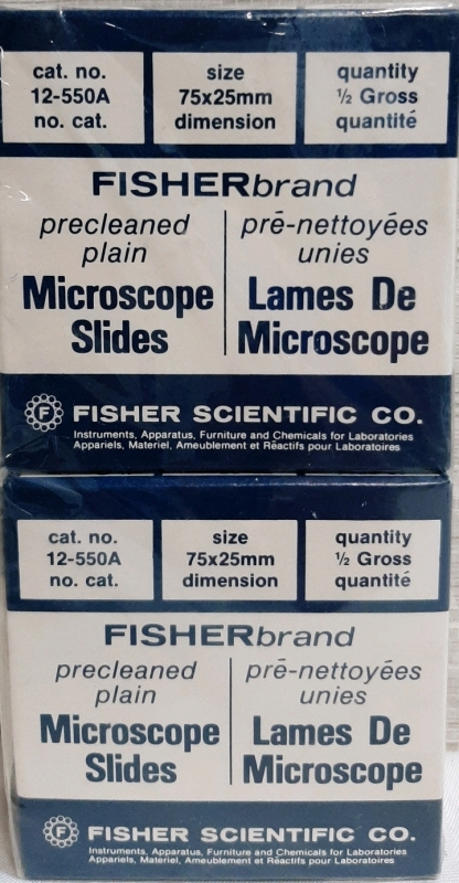 2 Boxes of Fisher Brand Microscope Slides 75 X 25mm 1/2 (72) Gross in Each Box