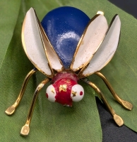 Fantastic Large Vintage Quirky Enamel & Gold Tone Flying Insect Brooch | 2" x 1.5" x 0.75" Tall