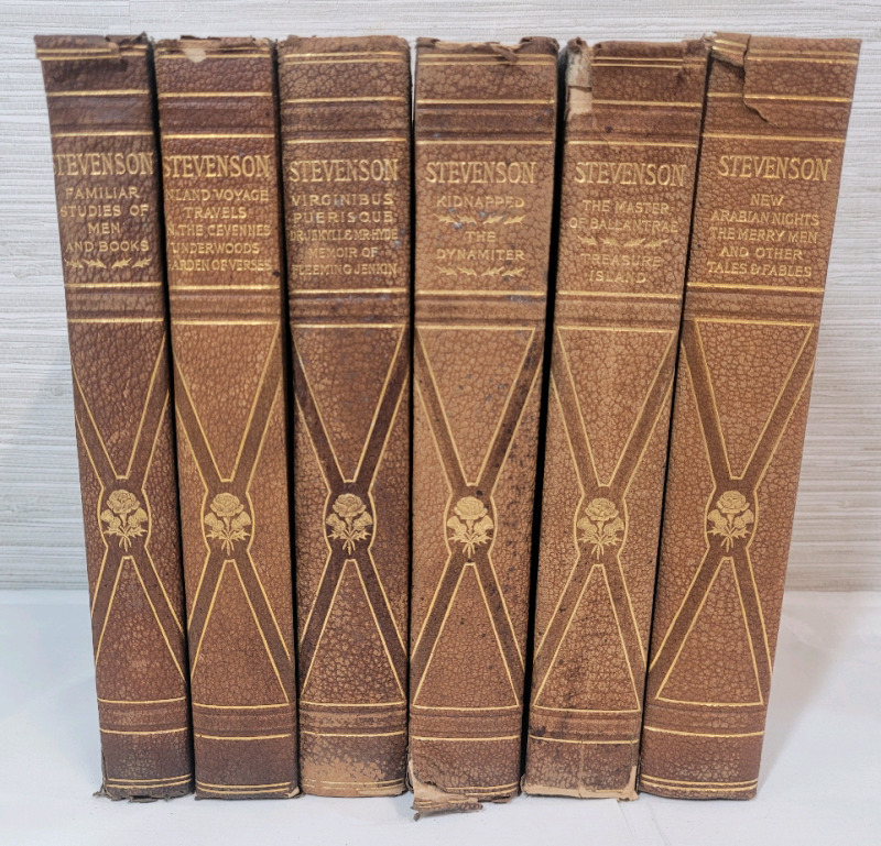 Robert Louis Stevenson Literary Works . The Co-Operative Publication Society , Circa 1904 . Six (6) Volumes