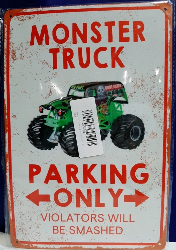 New Metal Sign Monster Truck Parking 11.75" X 8"