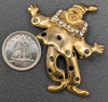 Fun Vintage Gold-Tone Articulated Clown / Pierrot Brooch / Pendant with Enamel and Rhinestones | 1.75" Long x 1.6" Wide - 2